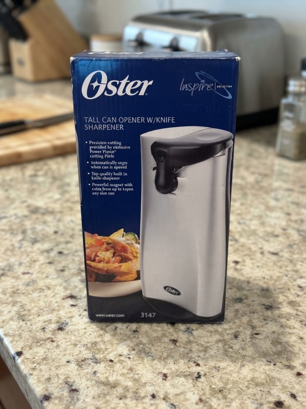 Brand New Oster Inspire Tall Can Opener with Knife Sharpener